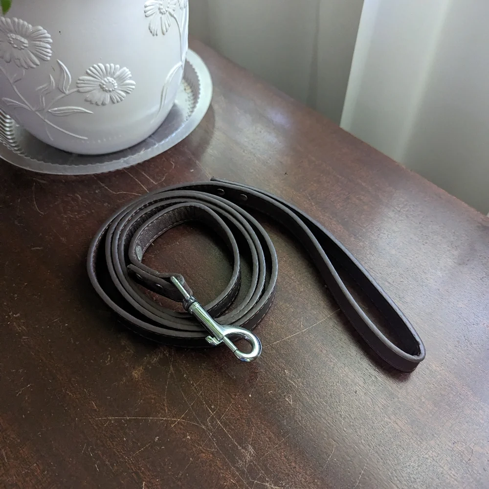 Brown leather dog leash